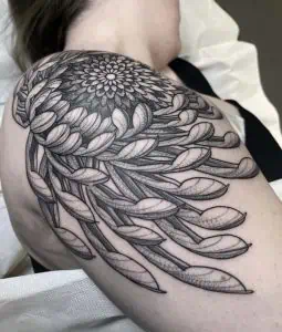 Blackwork Floral Tattoo