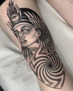 Pharaoh Black Dotwork Tattoo