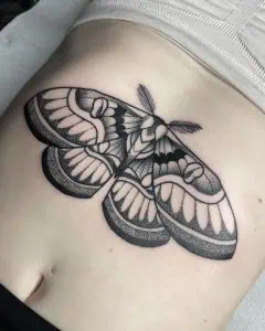 Moth Black Work Tattoo