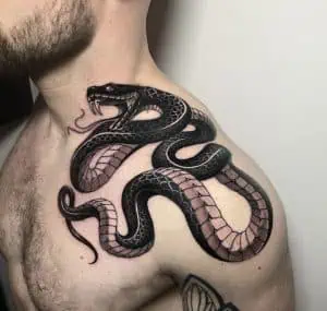 Snake on a shoulder tattoo