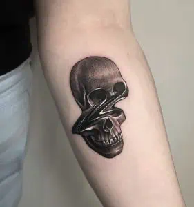 Abstract skull fineline tattoo
