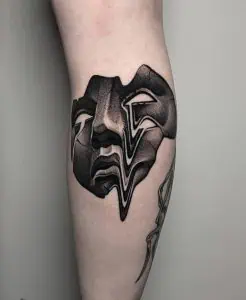 Abstract mask fineline tattoo