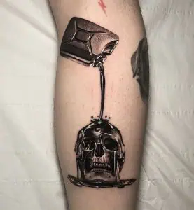 A skull and petrol canister