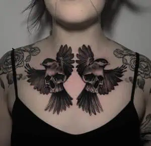 Two Skulls and Sparrows Tattoo London