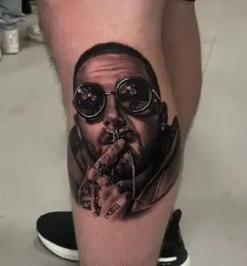 Fine line realism portrait tattoo