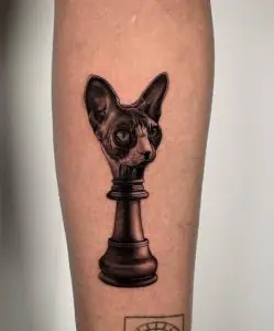Sphynx cat chess tattoo