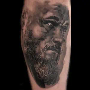 Ragnar Black and Grey tattoo by Pawel Stroinski london tattoo artist