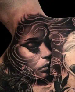 Black and grey beautiful woman tattoo