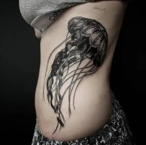 Jellyfish etching style tattoo
