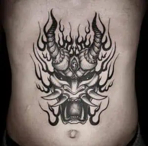 Etching devil tattoo