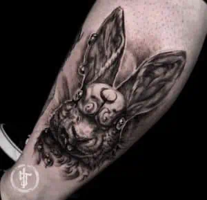 Fantasy Rabbit Black and Grey Tattoo