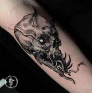 Manga Horned Skull Tattoo