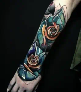 Colour Abstract Roses Tattoo