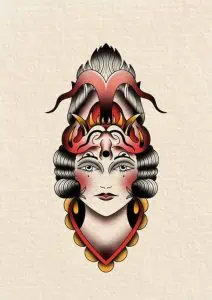 Traditional Tattoo Woman's Head